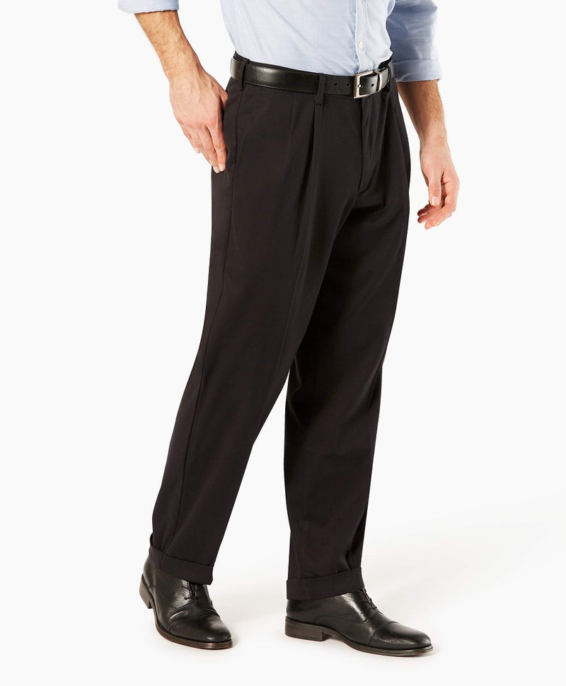 Dockers Men's Relaxed Fit Comfort Khaki Pants-Pleated, Black Metal, 38W x 32L - Image 2